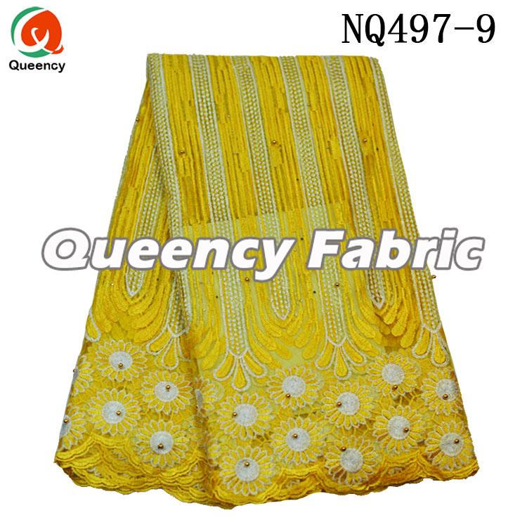 Yellow Lace Beaded Chantilly Embroidered Yellow Lace Beaded Chantilly Embroidered