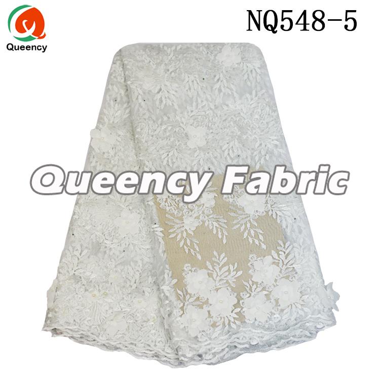 White Lace Wedding Tulle Embrodiered Fabric 