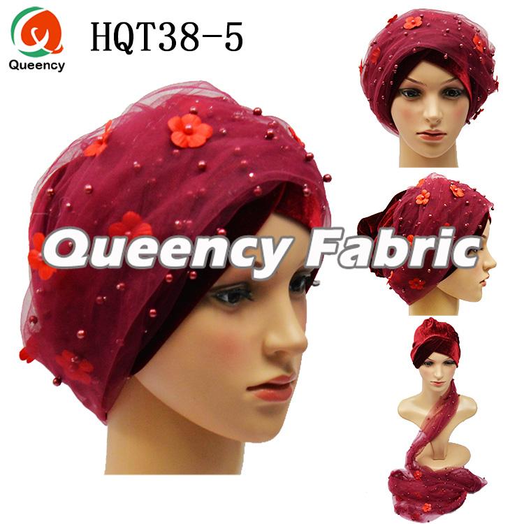 Wine Beaded Applique Velvet Turban Head Tie Wine Beaded Applique Velvet Turban Head Tie