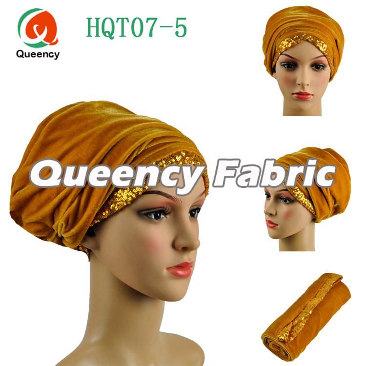 Gold Scarf Muslim Velvet Turban