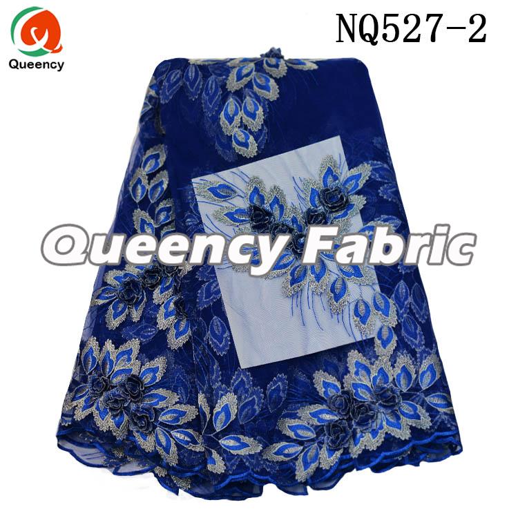 Royal Blue Tulle Fabric 3d Lace Embrodiery 