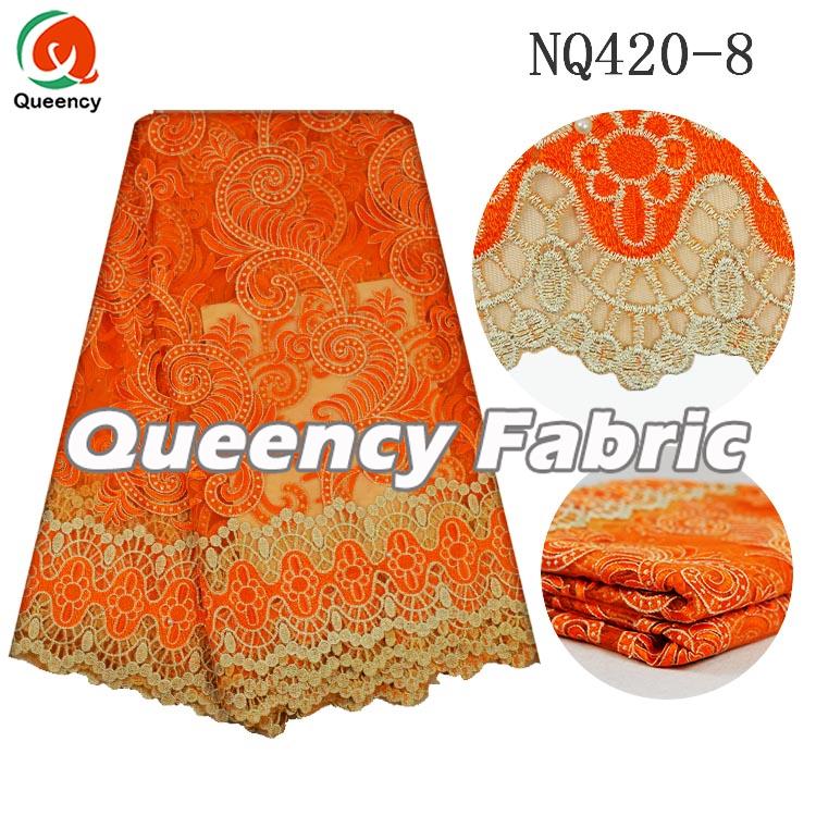 Orange Asoebi French Lace