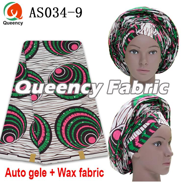 Auto Gele With Wax Fabric Set