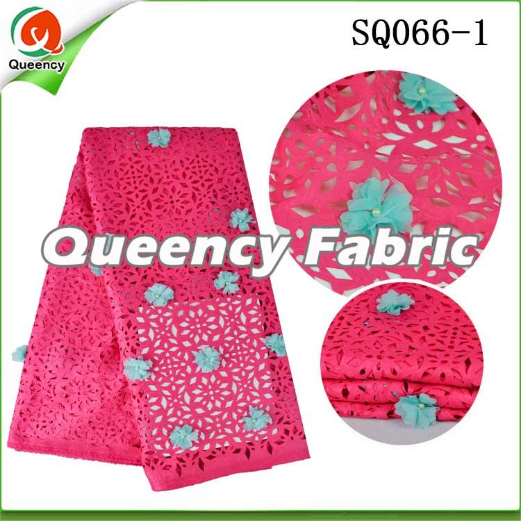 Fushia Beaded Applique Laser Lace