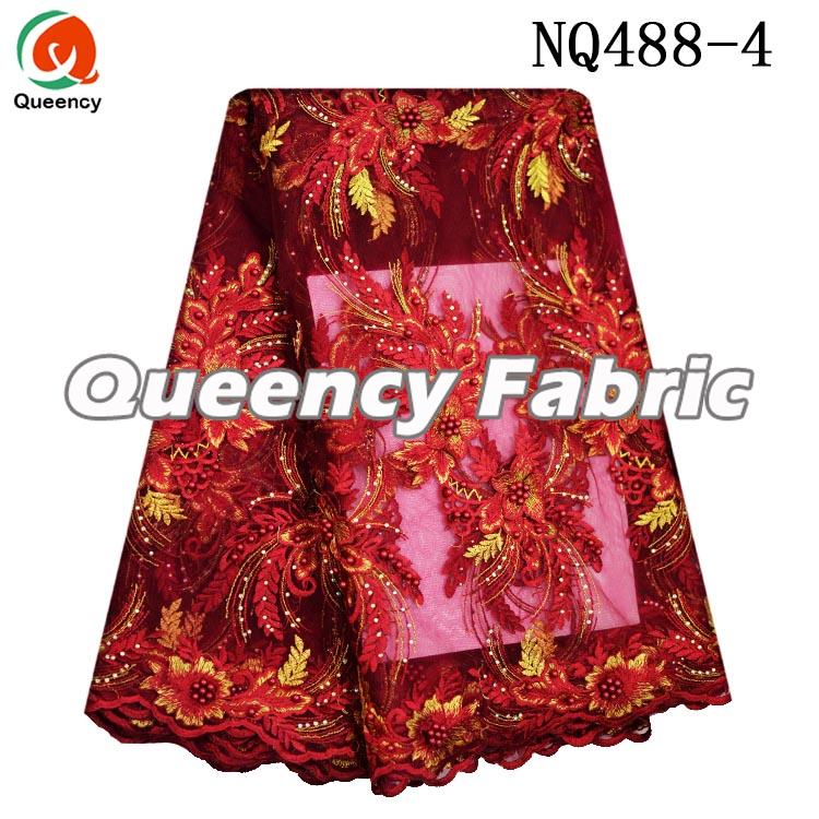 Red Embroidered Lace French Material