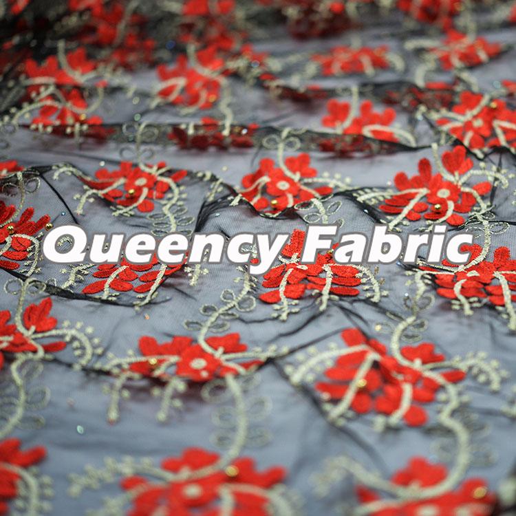 Beaded Bridal Lace Netting Embroidered Fabric Beaded Bridal Lace Netting Embroidered Fabric