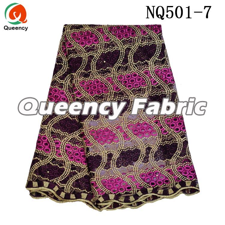 Fushia Tulle Fabric Embroidered Lace