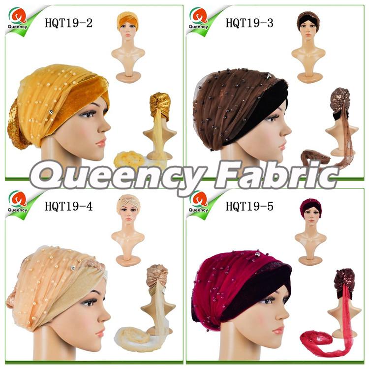 Velvet Beaded Net Turbans 