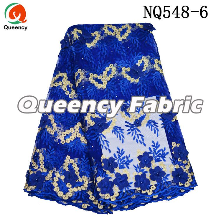 Royal Blue Net Embroidery