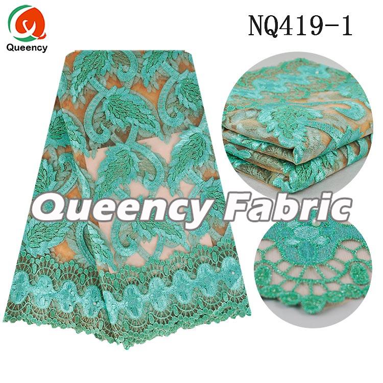 Aqua Chantilly Lace Fabric In Dubai