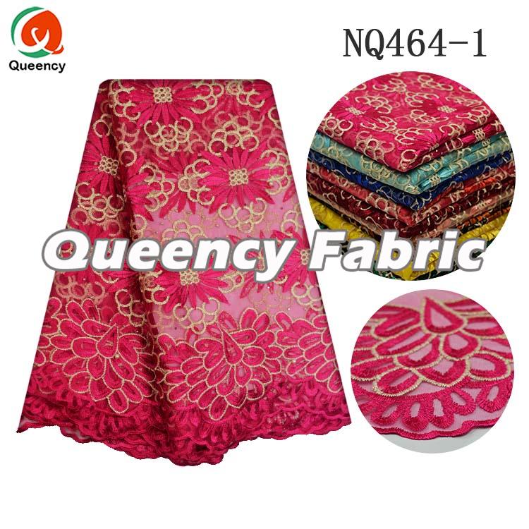 Fushia Embroidery Netting Lace