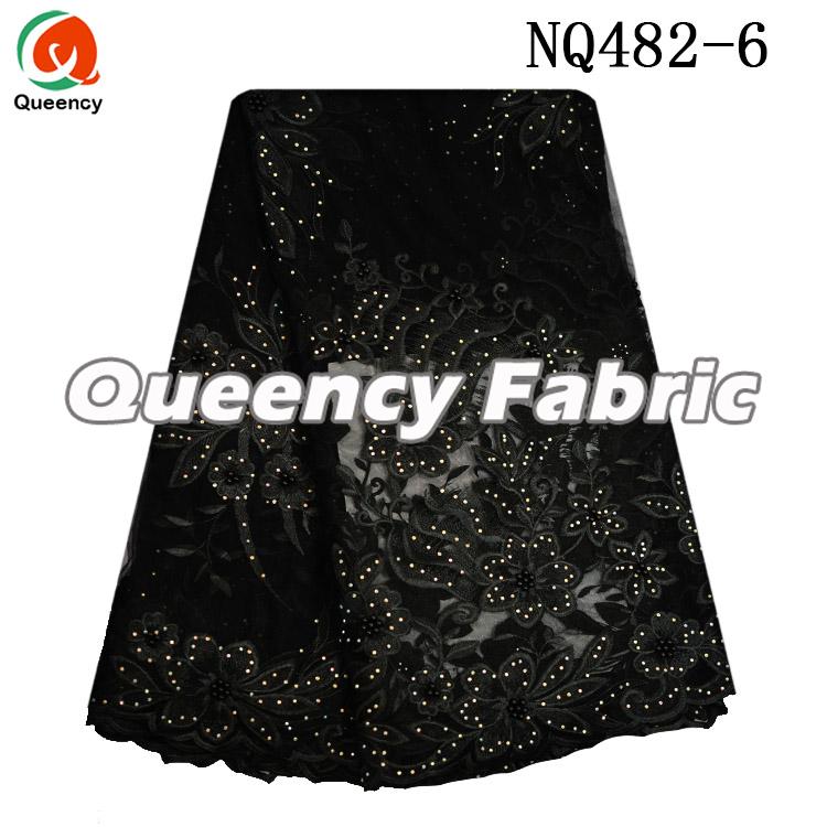 Tulle Lace With Beaded In Black Tulle Lace With Beaded In Black