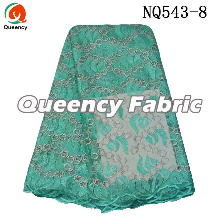 Aqua Lace Tulle Embroidered Material