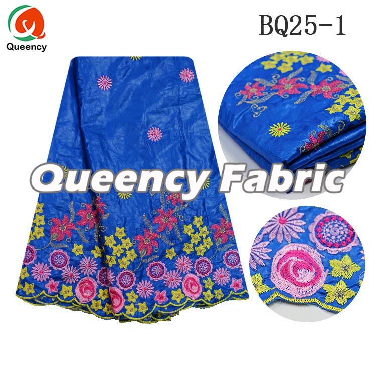 African Ladies Embroidered Bazin Fabric 