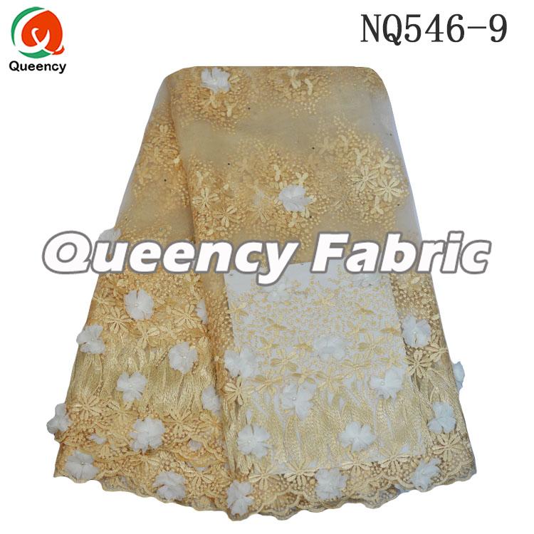 Gold Cotton Net Embroidered Lace Material