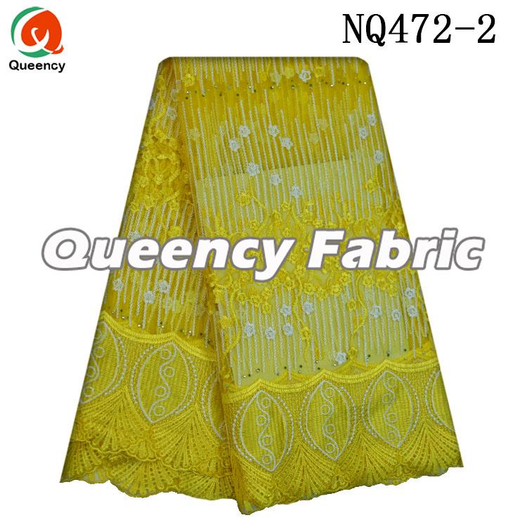Yellow Netting French Lace Fabric 