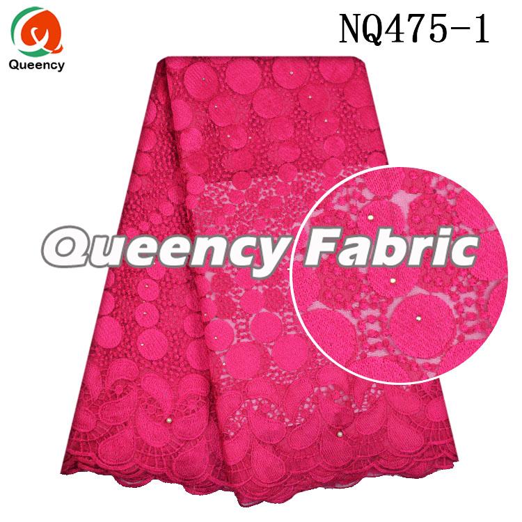 Fushia French Lace Tulle Embroidery