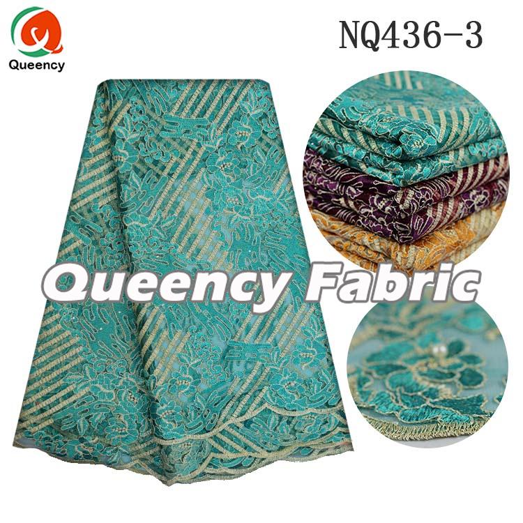 Aqua Tulle Beaded Lace African Embroidery Aqua Tulle Beaded Lace African Embroidery