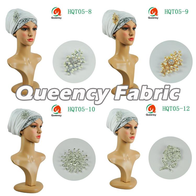 White Sequins Velvet Turbans 