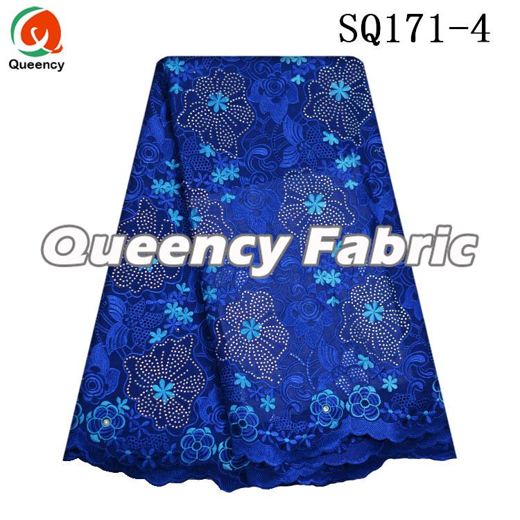 Royal Blue Voile Cotton Lace 