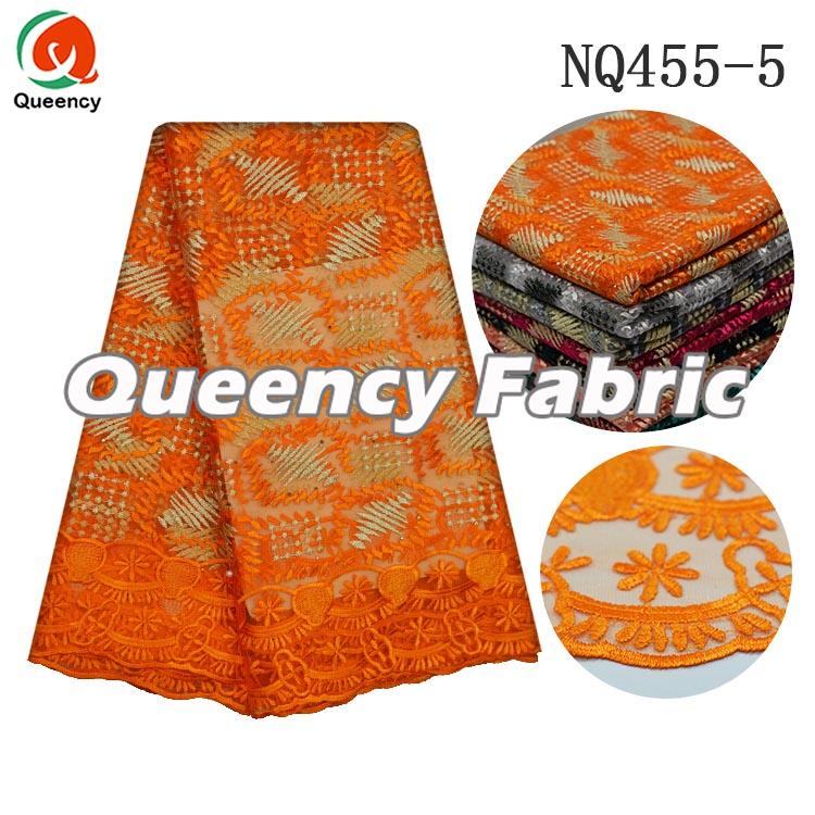 Orange Netting Lace Embroidery