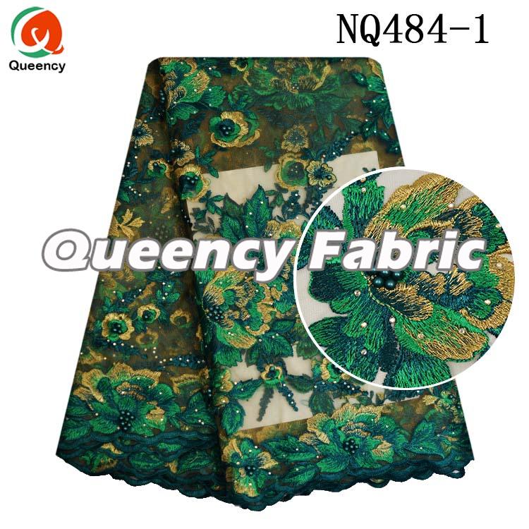 Green African French Lace With Stones Green African French Lace With Stones
