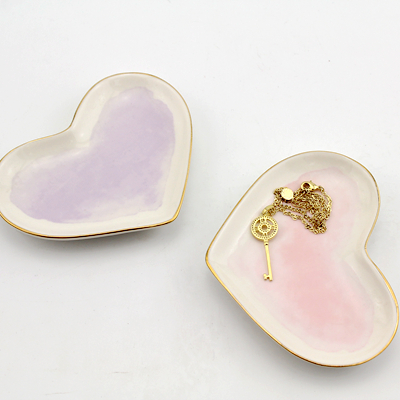 ceramic heart trinket tray watercolor print ceramic heart trinket tray watercolor print