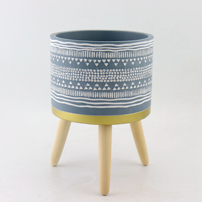 Concrete Planter With Wooden Legs Concrete Planter With Wooden Legs