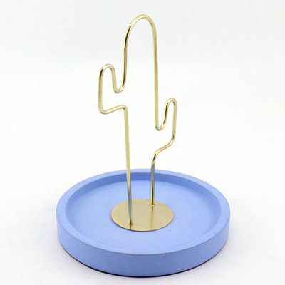 Metal Cactus Jewelry Stand with Cement Tray Metal Cactus Jewelry Stand with Cement Tray
