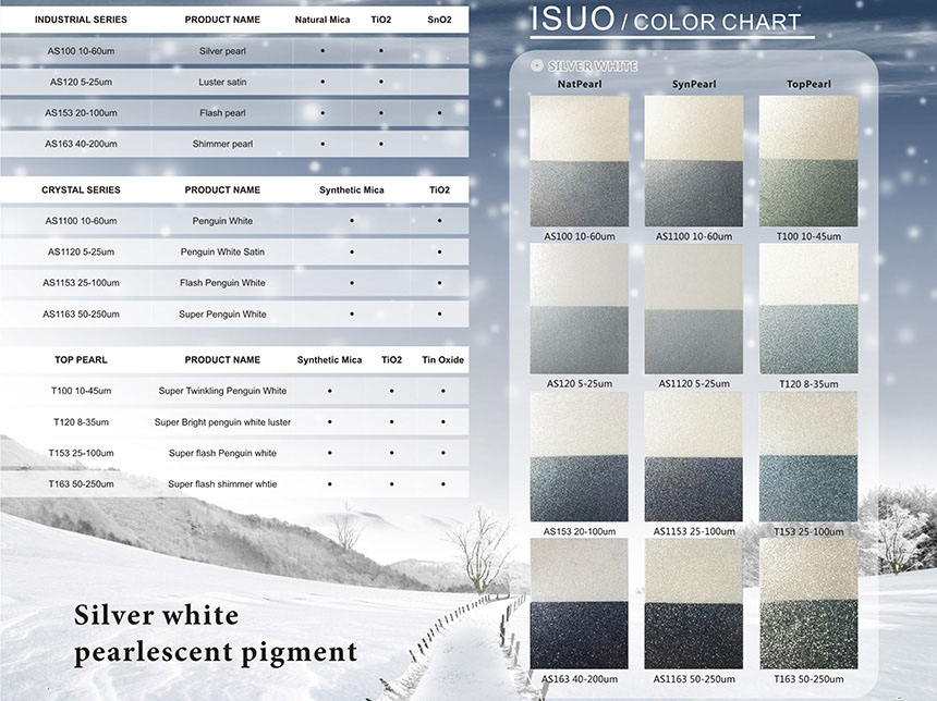 color chart of silver white fine satin pearlescent pigment color chart of silver white fine satin pearlescent pigment