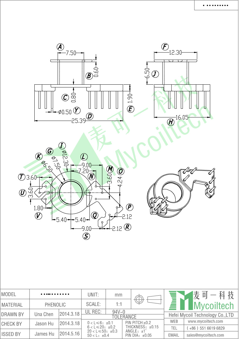 RM6 electronic transformer bobbin