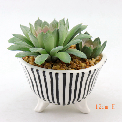 Footed Black And White Ceramic Planter Footed Black And White Ceramic Planter