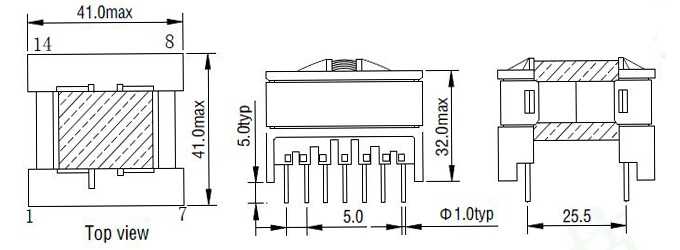 High current horizontal ETD34 transformer manufature