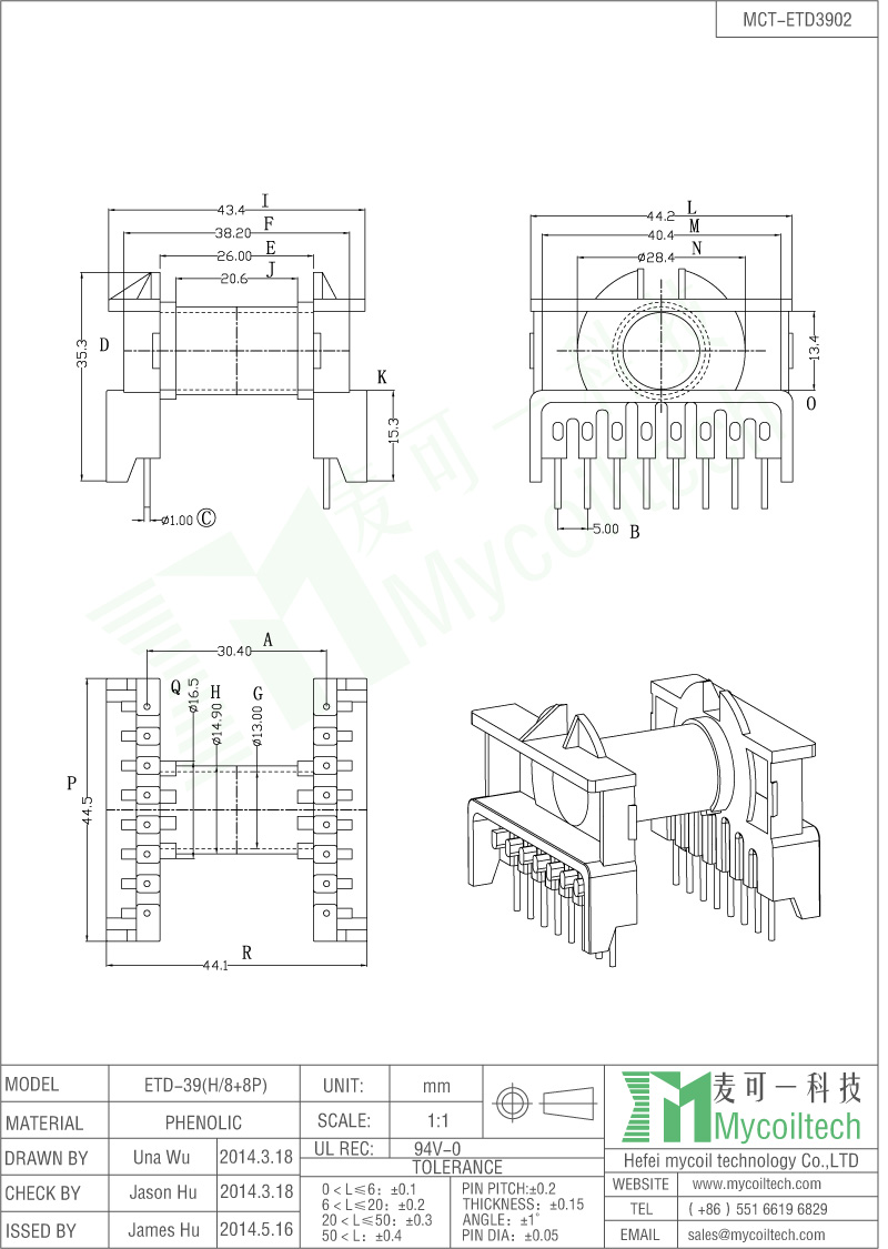 High frequency transformer bobbin factory MCT