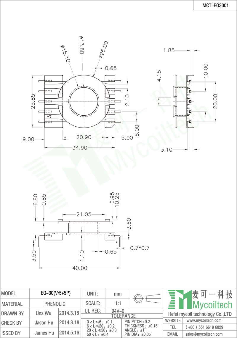 EQ30 Coil bobbin forTransformer