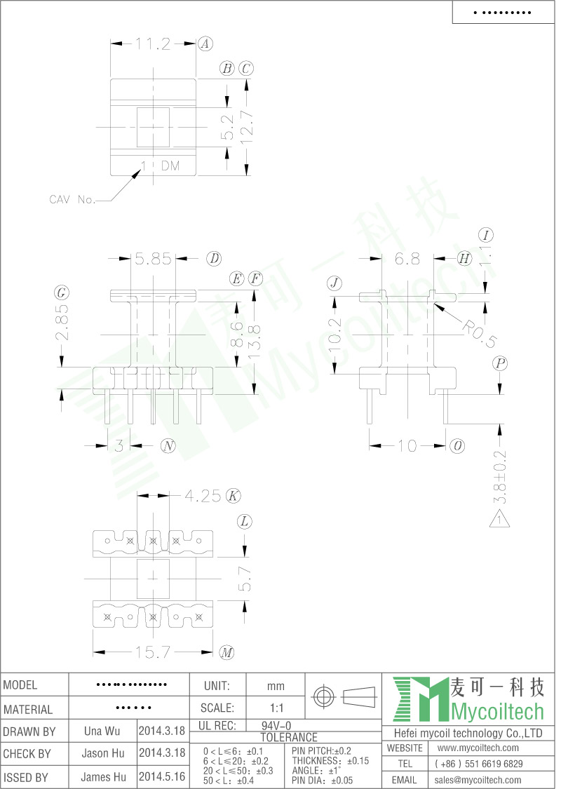 Double Slots EE16 Vertical Transformer Bobbin 5+5 Pins Double Slots EE16 Vertical Transformer Bobbin 5+5 Pins