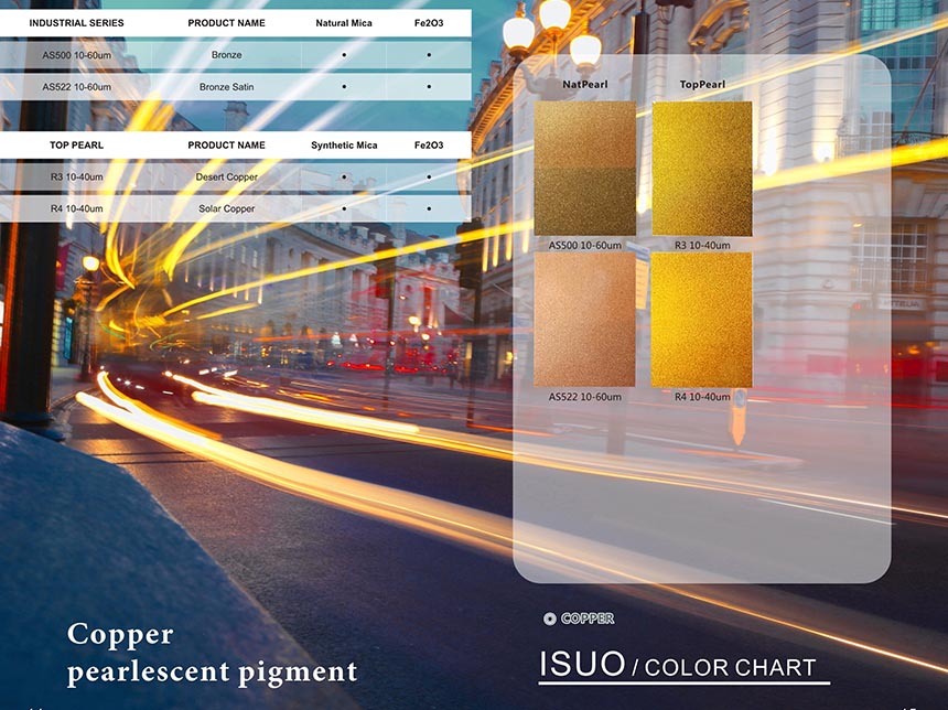 Copper pearlescent pigment color card Copper pearlescent pigment color card
