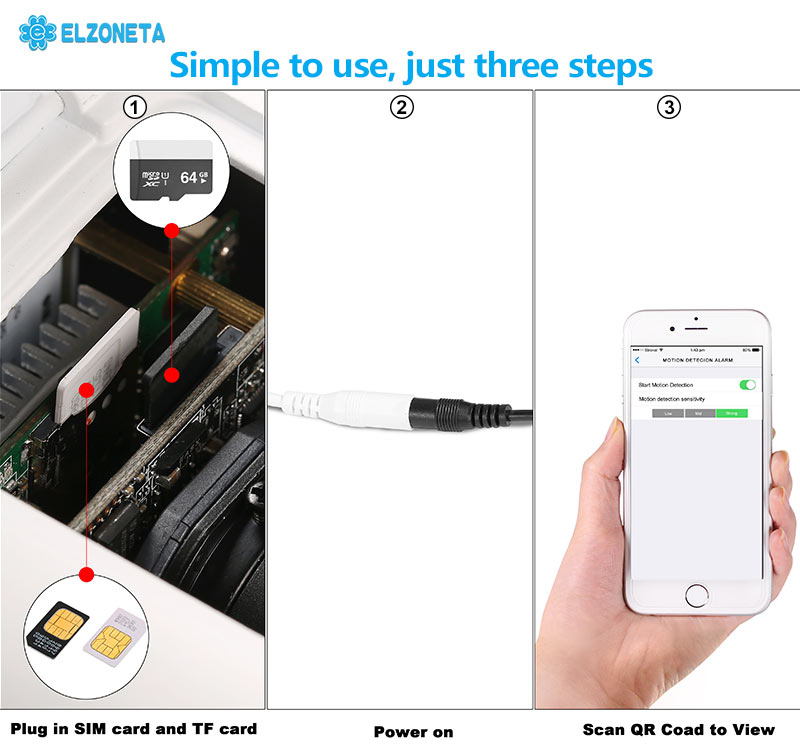 TF Mircro SD Card Slot Solar Camera