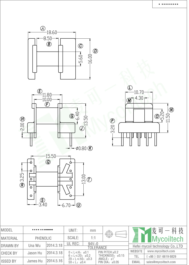 Horizontal Bobbin EF16 Transformer Bobbin