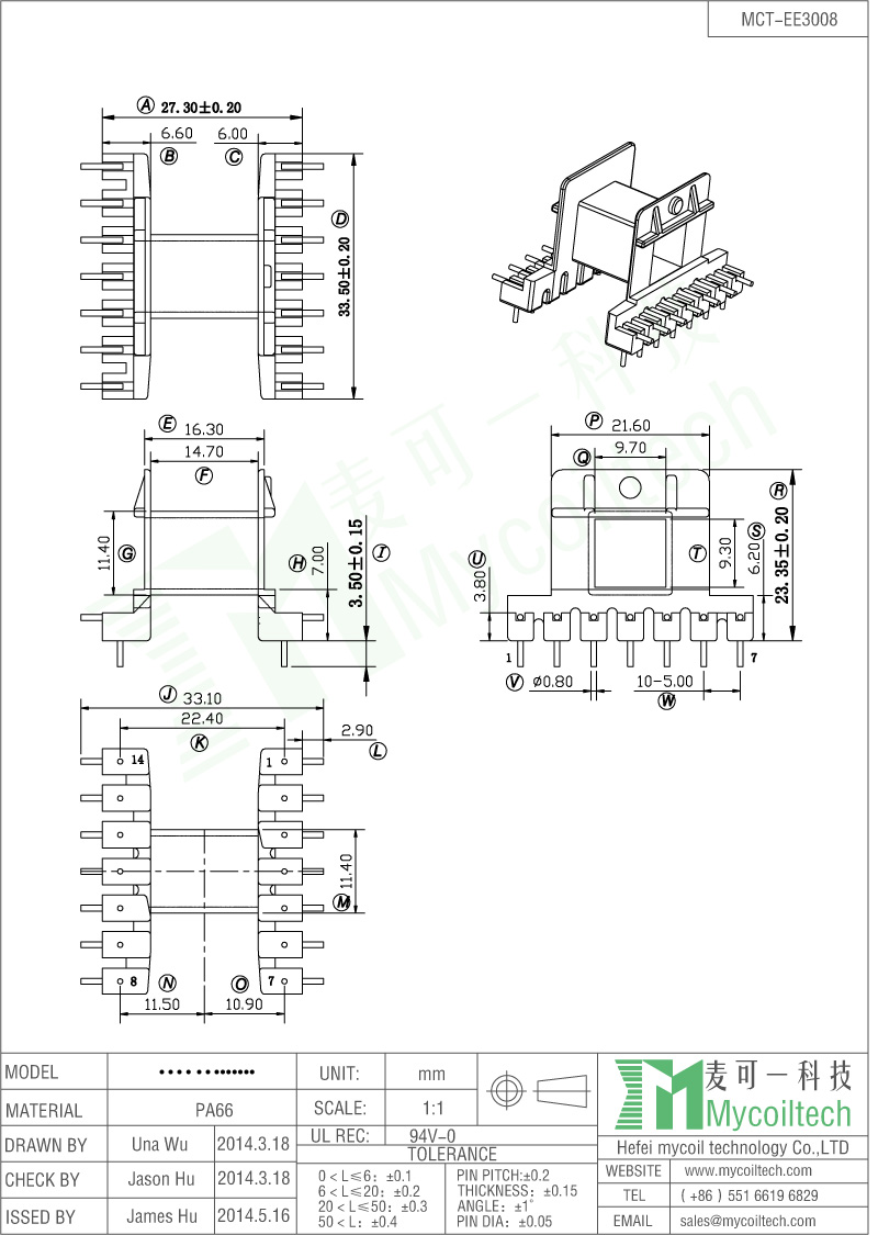 EE30 transformer black bobbin accept OEM service