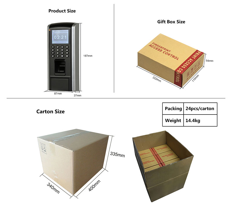 Access Control Time Attendance Size