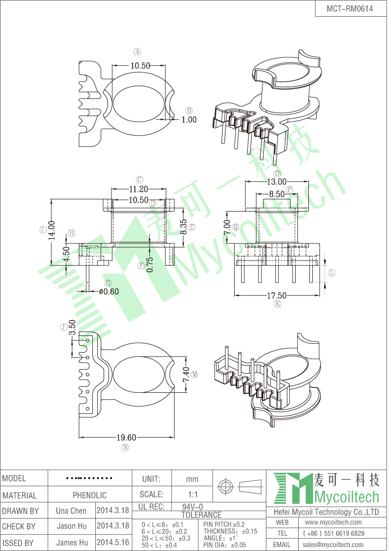 hot sale RM6 transformer bobbin