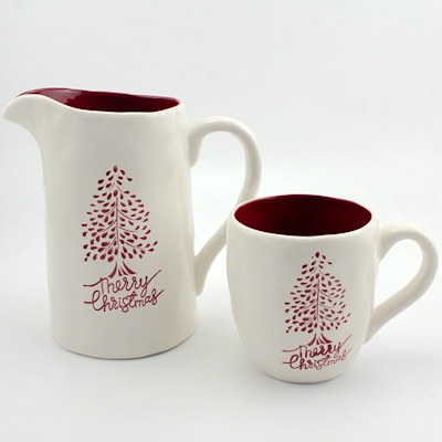 Ceramic Christmas Hammered Pitcher Ceramic Christmas Hammered Pitcher