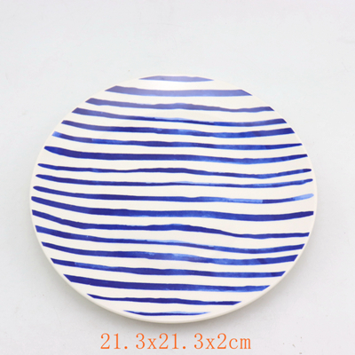 Porcelain Blue Lines Dessert Plate Porcelain Blue Lines Dessert Plate
