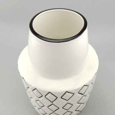 black white striped ceramic vase black white striped ceramic vase
