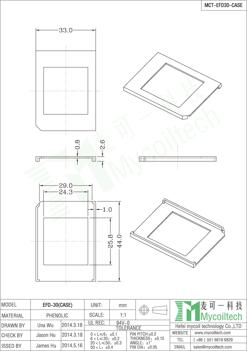 Best quality EFD30 high frequency transformer case factory MCT