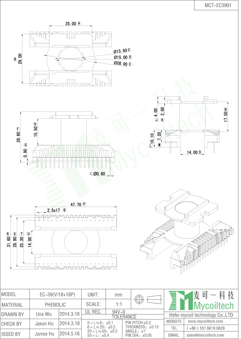 36 pins electronic transformer bobbin vertical type bobbin