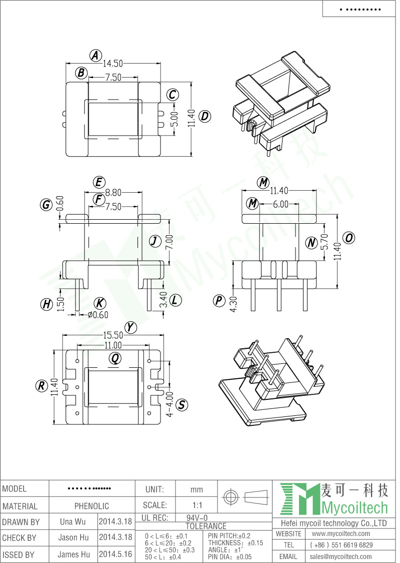 EF16 Transformer Bobbin For Transformer Inductor Chokes