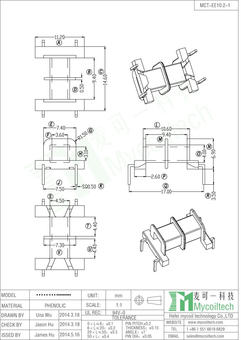 EE10 series transformer bobbin