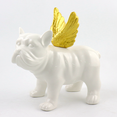 Ceramic Dog with Gold Wings Ceramic Dog with Gold Wings